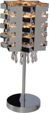 Näve Leuchten Tischleuchte Chrom Glas Metall B/H/T/D: ca. 20x49x20x20 cm E14 1 Brennstellen