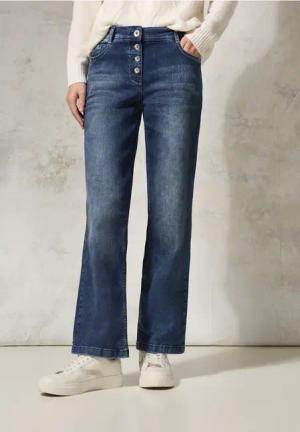 Cecil Damen Wide Leg Jeans in Blau, Gr: 30