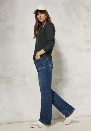 Cecil Damen Kuscheliger V-Neck Pullover in Grün, Gr: S
