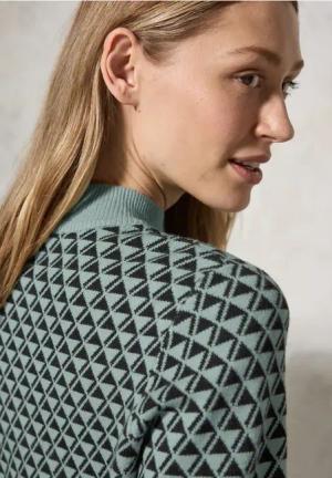 Cecil Damen Gemusterter Pullover in Grün, Gr: XXL