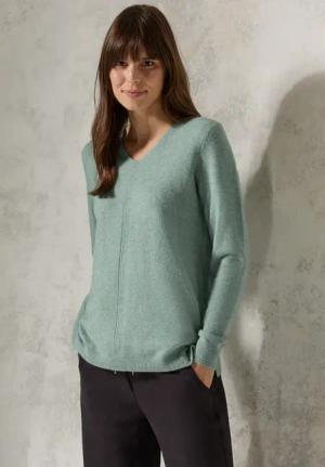 Cecil Damen Kuscheliger V-Neck Pullover in Grün, Gr: XXL