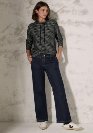 Cecil Damen Two-Tone Jaquard Shirt in Schwarz, Gr: XS