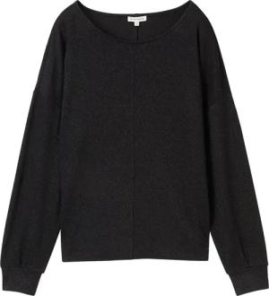 TOM TAILOR Damen Loose Fit Langarmshirt, schwarz, Uni, Gr. M