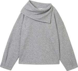 TOM TAILOR Damen Sweatshirt mit asymmetrischem Kragen, grau, Meliert, Gr. M