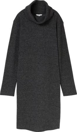 TOM TAILOR Damen Kleid mit Waffelstruktur, schwarz, Uni, Gr. 40