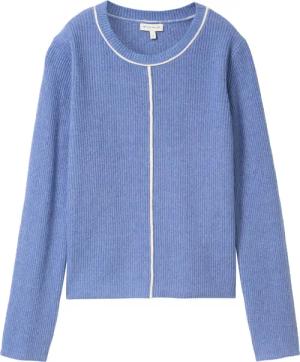 TOM TAILOR Damen Strickpullover mit Ziernaht, blau, Uni, Gr. XL