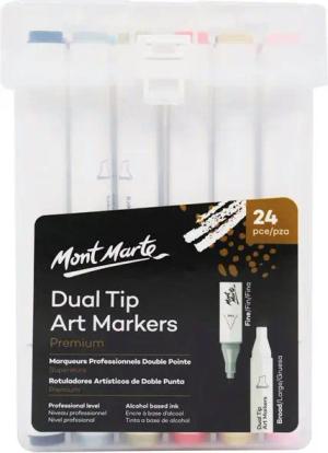 Mont Marte Marker Dual Tip Marker mit 24 / 48 / 54 Farben, Doppelspitzen für Zeichnen, Ideal auch zum Skizzieren, Kolorieren, Handlettering, Kalligrafieren