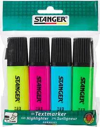 STANGER Textmarker farbsortiert, 4 St.