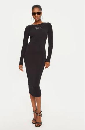 Juicy Couture Kleid für den Alltag Dizzie JCWED24309 Schwarz Slim Fit