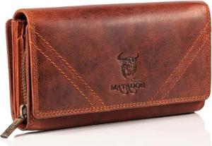 Matador Geldbörse (Damen - Groß Vintage Leder Portemonnaie, für Damen mit RFID, NFC-Schutz), Geldbeutel Damen mit 25 Kartenfächer, mit 2 Sichtfenstern
