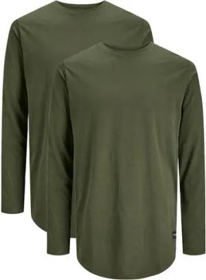 Jack & Jones Langarmshirt 2er Pack Jjenoa (Spar-Set, 2-tlg) Langarmshirt - Baumwolle - Atmungsaktiv - Längere Passform