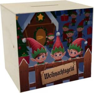 speecheese Spardose Elfen Spardose aus Holz Weihnachtsgeld - Sparen mit Magie