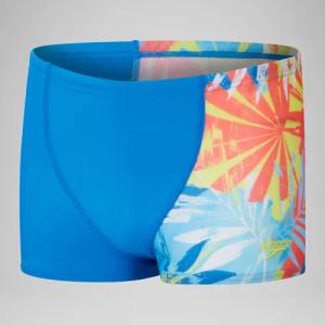 Jungen Aquashorts mit digitalem Allover-Print und V-Schnitt Blau/Gelb