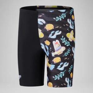 Jungen Schwimmhose mit digitalem Allover-Print Schwarz/Grau