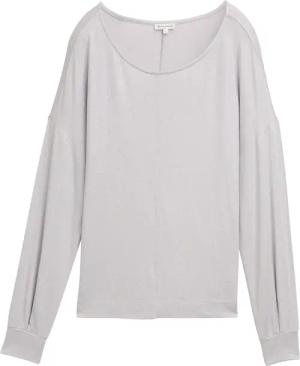 TOM TAILOR Damen Loose Fit Langarmshirt, grau, Uni, Gr. L