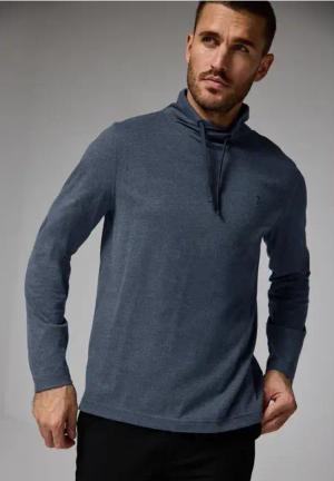 Street One MEN Männer Softes Shirt mit Funnelneck in Blau, Gr: XXL