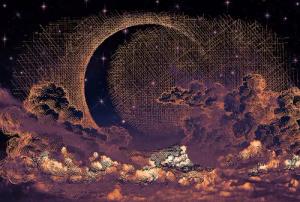 Architects Paper Fototapete "Atelier 47 Moon Sky 2", kontrastfarbene Details, Vlies, Wand, Schräge, Decke