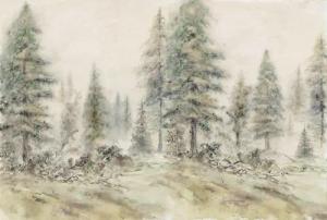 Architects Paper Fototapete "Atelier 47 Aquarel Forest 2", Wald, Vlies, Wand, Schräge, Decke