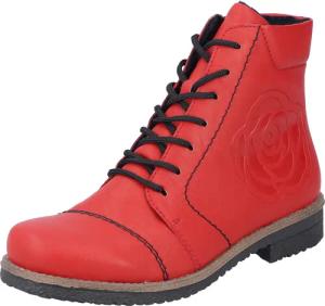 Rieker Schnürstiefelette, Schnürboots, Reißverschluss-Stiefelette, Blockabsatz, Rosenmuster