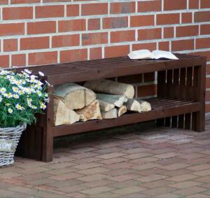 dobar Kaminholzregal "Svensson", Gartenbank mit Stauraum