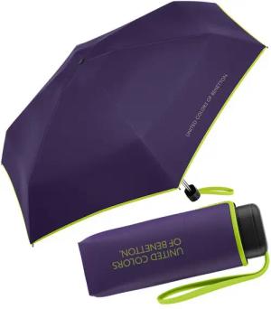 United Colors of Benetton Taschenregenschirm Ultra Mini Flat HW 2024 - indigo, leuchtende Modefarben mit kontrastreichem Saum