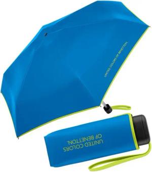 United Colors of Benetton Taschenregenschirm Ultra Mini Flat HW 2024 - super sonic, leuchtende Modefarben mit kontrastreichem Saum
