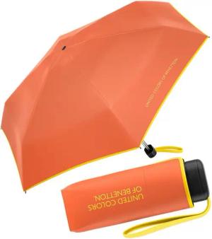 United Colors of Benetton Taschenregenschirm Ultra Mini Flat HW 2024 - dragon fire, leuchtende Modefarben mit kontrastreichem Saum