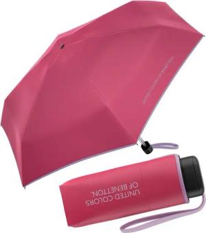 United Colors of Benetton Taschenregenschirm Ultra Mini Flat HW 2024 - honeysuckle, leuchtende Modefarben mit kontrastreichem Saum