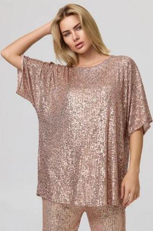 Worldclassca Paillettenshirt Worldclassca Paillettenshirt Oversize Bluse mit Pailetten Party Abend