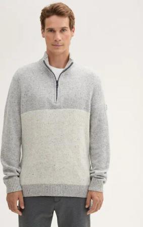 TOM TAILOR Strickpullover Troyer Pullover mit Strukturmix