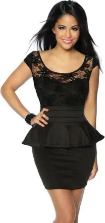 Atixo Abendkleid Minikleid Schößchen Vintage-Kleid Cocktail Spitze Kleid Abendkleid