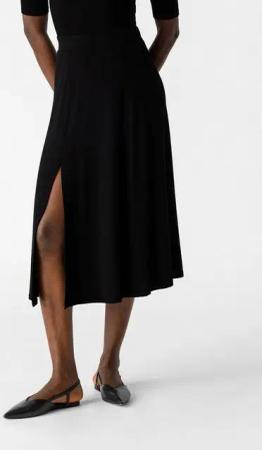 Les Lunes Sommerrock Sienna bequemes dehnbares Material, Midi-Länge, eleganter seitlicher Schlitz