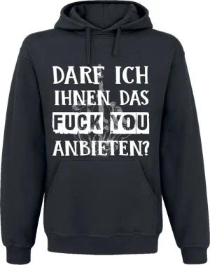 Sprüche Kapuzenpullover - Darf ich Ihnen das Fuck You anbieten? - L - für Männer - Größe L - schwarz