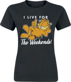 Garfield T-Shirt - Live for the Weekend - S bis XXL - für Damen - Größe XL - schwarz - Lizenzierter Fanartikel