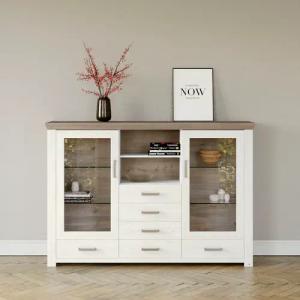 set one by Musterring Highboard "York", Typ 56, mit Glastüren, Beleuchtung optional, B 184 cm