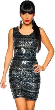 Atixo Paillettenkleid Pailletten-Kleid Abendkleid Minikleid Party Cocktail-Kleid Clubkleid