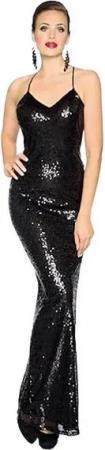 Atixo Abendkleid Maxikleid mit Pailletten langes Schulterfreies Abendkleid Partykleid