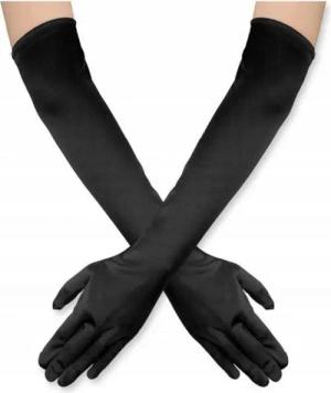 Festivalartikel Kostüm Lange schwarze Retro-Handschuhe 60 cm – Karneval und Party-Outfits.