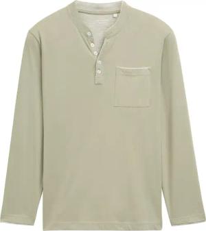 TOM TAILOR Herren Langarmshirt mit Brusttasche, grün, Uni, Gr. XL