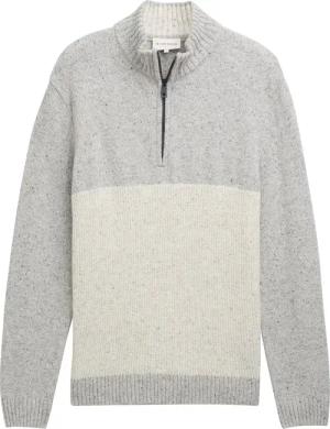 TOM TAILOR Herren Troyer Pullover mit Strukturmix, weiß, Meliert, Gr. XXL
