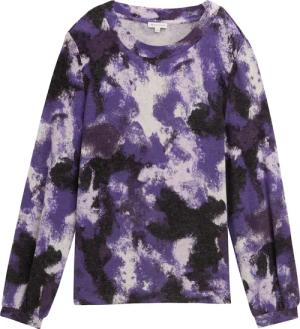 TOM TAILOR Damen Gemustertes Langarmshirt, lila, Gemustert, Gr. S