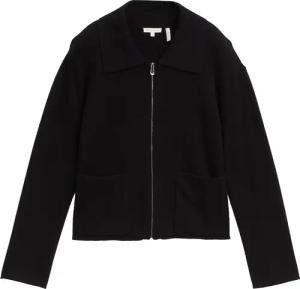 TOM TAILOR Damen Cardigan mit Kragen, schwarz, Uni, Gr. XXXL