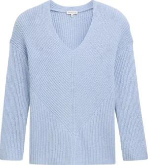 TOM TAILOR Damen Plus Size - Strickpullover mit V-Ausschnitt, blau, Uni, Gr. 52