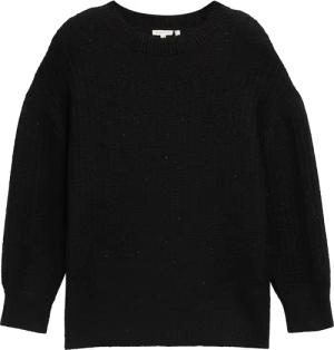 TOM TAILOR Damen Plus Size - Strickpullover mit Pailletten, schwarz, Uni, Gr. 54