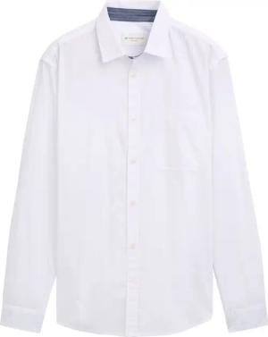 TOM TAILOR Herren Chambray Hemd mit Brusttasche, weiß, Uni, Gr. M