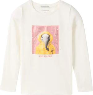 TOM TAILOR Mädchen Langarmshirt mit Motivprint, weiß, Uni, Gr. 104/110