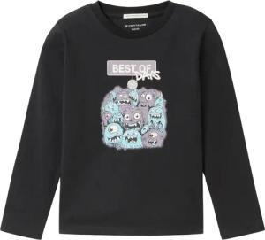 TOM TAILOR Jungen Glow in the Dark Langarmshirt, schwarz, Uni, Gr. 92/98