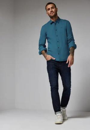 Street One MEN Männer Popeline Stretch Hemd in Blau, Gr: XXL