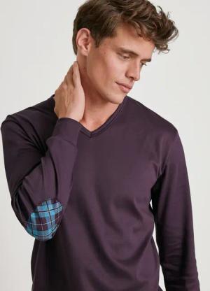 CALIDA Relax Comfy 6 Bündchen-Pyjamafür Herren, XL, Violett, In wärmender Baumwolle durch eine erholsame Nacht