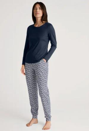 CALIDA Favourites Joy II Pyjamahose mit Bündchenfür Damen, L, Blau, Mix it & Match it
